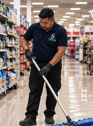 Commercial cleaning in a retail store